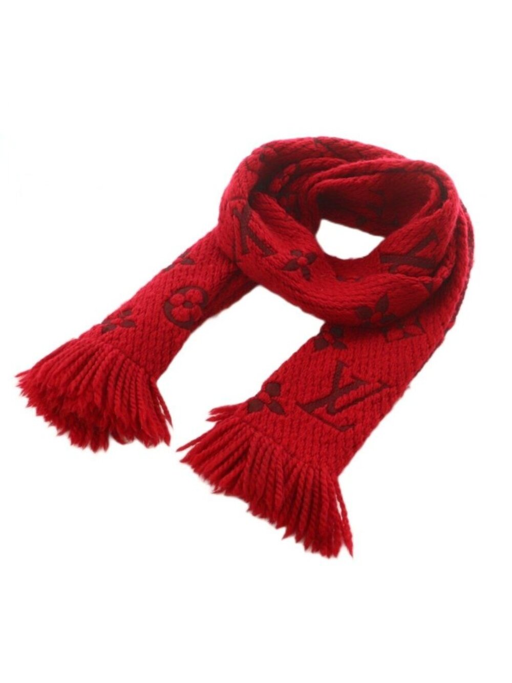Louis Vuitton Echarpe Scarf Wool Fringe Monogram Pattern - Picture 1 of 6